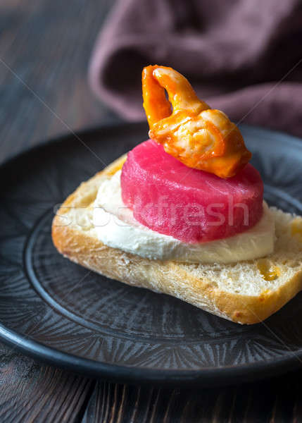 Szendvics tonhal rák karom mozzarella étel Stock fotó © Alex9500