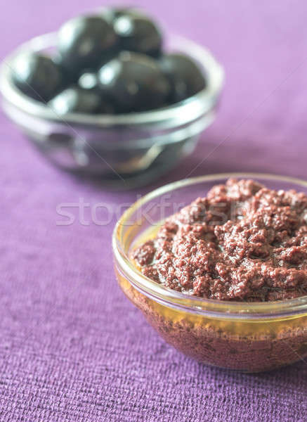 Bowl of black olive pate Stock photo © Alex9500