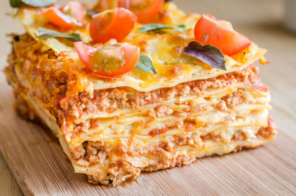Lasagna koktélparadicsom étel sajt búza villa Stock fotó © Alex9500
