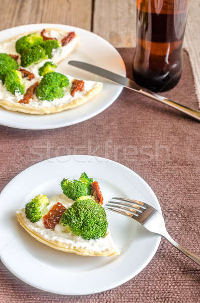 Quiche with broccoli and sun dried tomatoes Stock photo © Alex9500