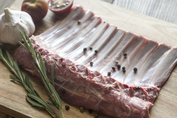 Raw lamb ribs with fresh rosemary Stock photo © Alex9500