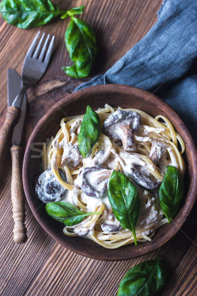 Portion of creamy mushroom linguine Stock photo © Alex9500