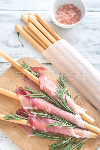 Breadsticks wrapped in ham Stock photo © Alex9500