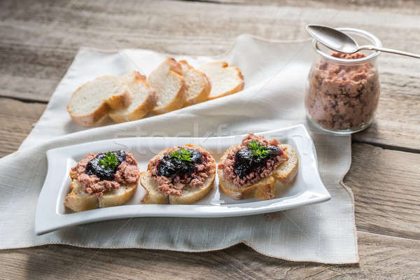 Sandwiches with pate and berry jam Stock photo © Alex9500