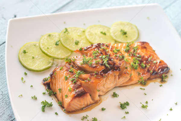 Honey lime salmon on the plate Stock photo © Alex9500