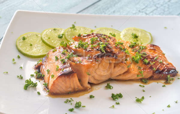 Honey lime salmon on the plate Stock photo © Alex9500