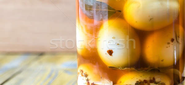 Pickled eggs in the glass jar Stock photo © Alex9500