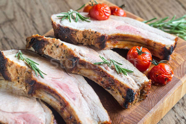 Grilled pork ribs on the wooden board Stock photo © Alex9500