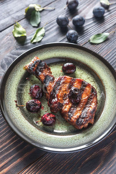 Grilled pork ribs with plum sauce Stock photo © Alex9500