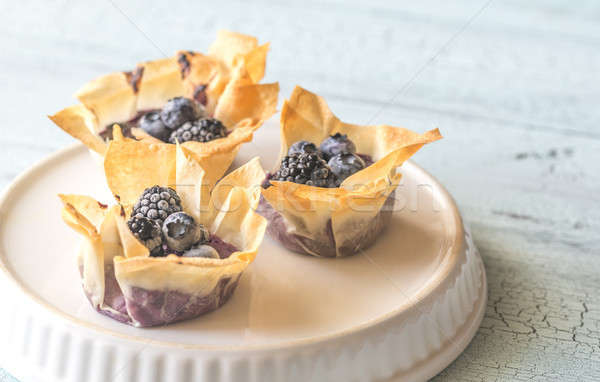 Filo cupcakes with blueberry cream cheese Stock photo © Alex9500