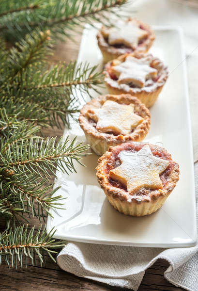 Mince pies with Christmas tree branch Stock photo © Alex9500