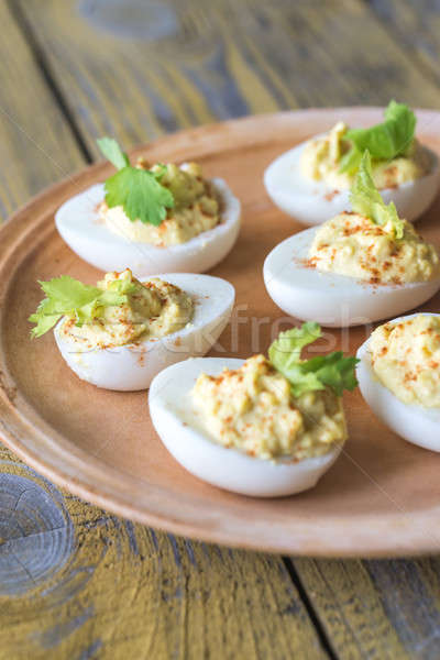 Fűszeres tojások húsvét levél asztal csoport Stock fotó © Alex9500