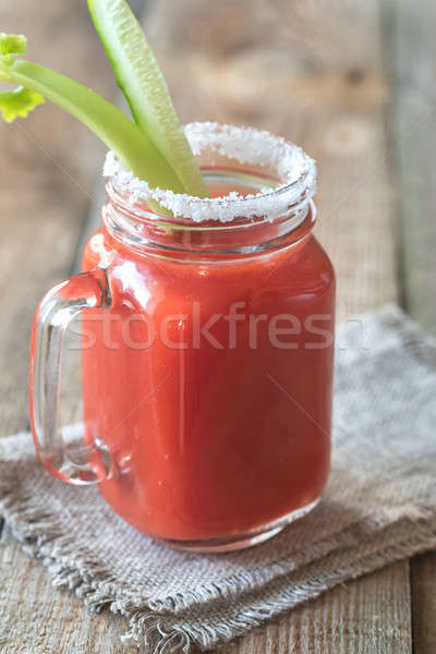 [[stock_photo]]: Jus · de · tomate · maçon · jar · table · boire · cocktail