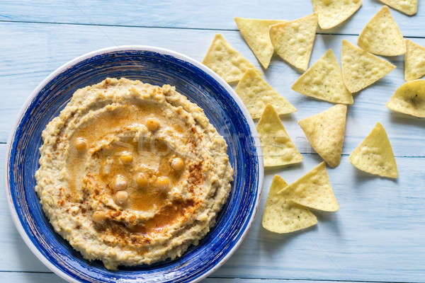 Hummus with tortilla chips Stock photo © Alex9500
