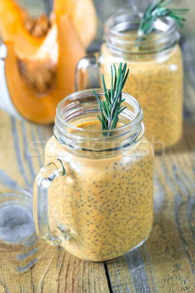 Stock photo: Glasses of pumpkin chia seed pudding