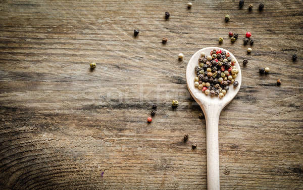 Wooden spoon with pepper Stock photo © Alex9500