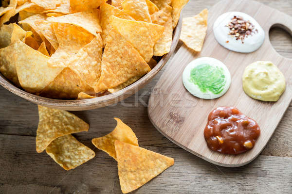 Ser nachos inny sos puchar pieprz Zdjęcia stock © Alex9500