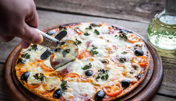 Cuit pizza alimentaire verre fond [[stock_photo]] © Alex9500