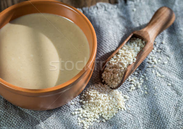 Bowl of tahini with sesame seeds Stock photo © Alex9500