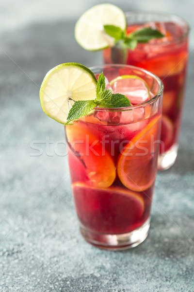 Dos gafas espanol frutas vino manzana Foto stock © Alex9500