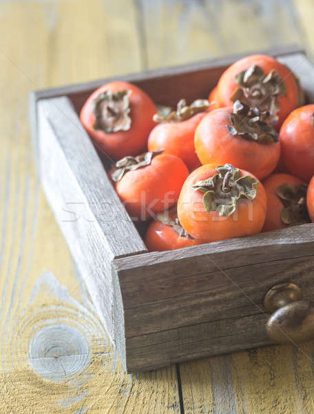 Wooden box of fresh persimmons Stock photo © Alex9500