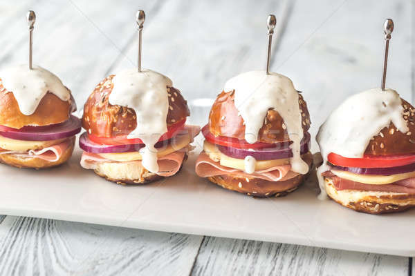 Sandwiches with cheese and ham on the plate Stock photo © Alex9500