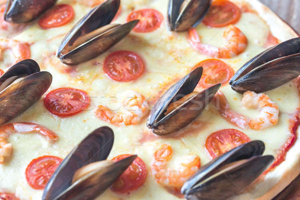 Stock photo: Pizza with seafood