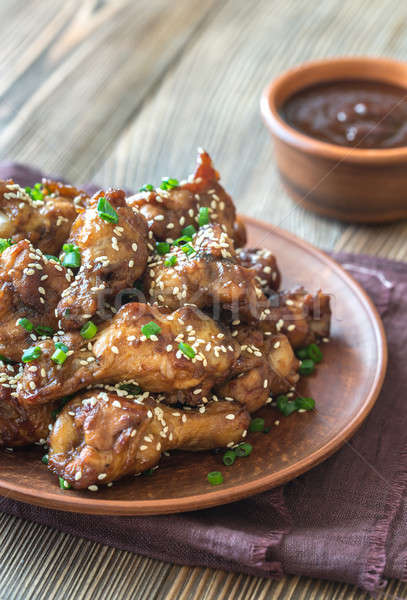 Chicken teriyaki wings with barbecue sauce Stock photo © Alex9500