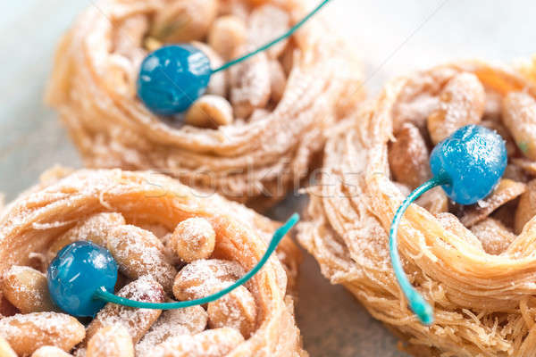 Turkish baklava decorated with cocktail cherries Stock photo © Alex9500