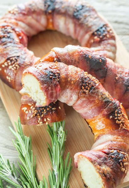 Bagels with sesame wrapped in bacon rashers Stock photo © Alex9500