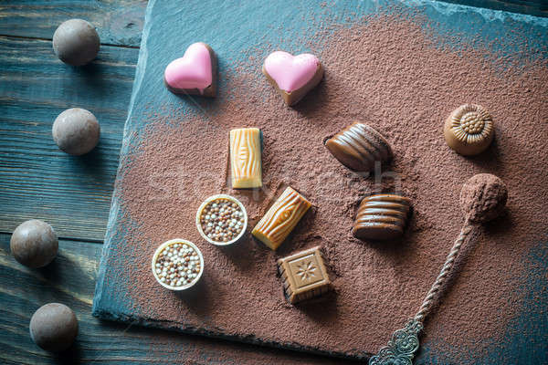 Chocolate candies with cocoa Stock photo © Alex9500