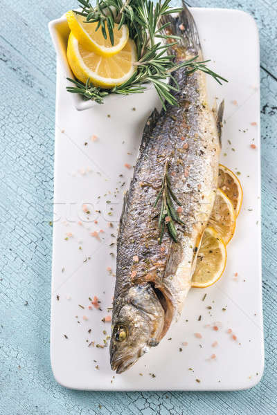 Foto stock: Mar · baixo · limão · alecrim · comida