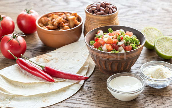 Stock photo: Ingredients for burrito