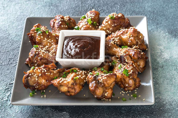 Chicken teriyaki wings with barbecue sauce Stock photo © Alex9500
