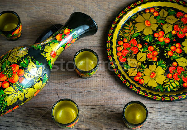 Set of jug and cups - russian style Stock photo © Alex9500