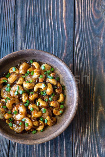 Portion of cashew shrimp stir-fry Stock photo © Alex9500