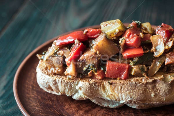 Stock photo: Sandwich with ratatouille on the plate