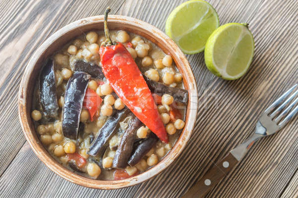 Stock photo: Eggplant and chickpea curry