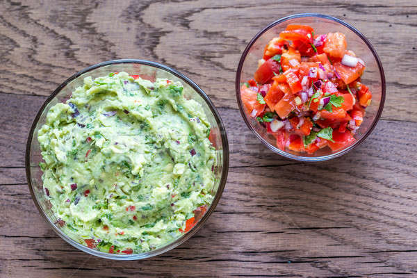 Zdjęcia stock: Kręgle · salsa · żywności · szkła · tle · zielone