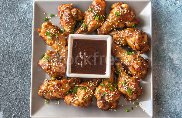 Chicken teriyaki wings with barbecue sauce Stock photo © Alex9500