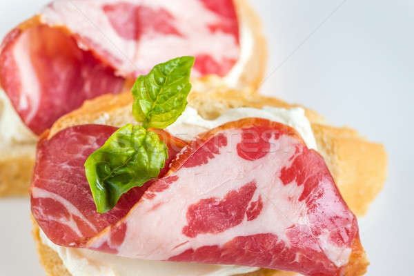 Sandwiches with cream cheese and ham Stock photo © Alex9500