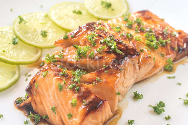 Honey lime salmon on the plate Stock photo © Alex9500