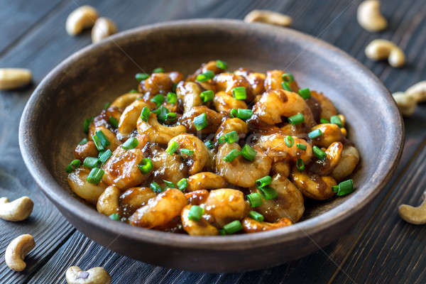 Portion of cashew shrimp stir-fry Stock photo © Alex9500