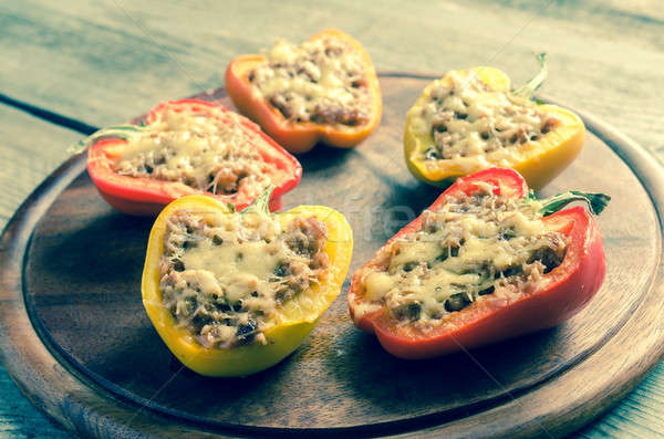 Stuffed peppers with meat in rustic decor Stock photo © Alex9500