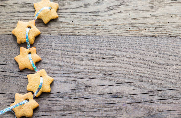 Stock foto: Lebkuchen · Sterne · Girlande · Männer · Essen · Hintergrund