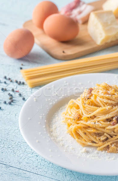 Portion of Carbonara with ingredients Stock photo © Alex9500