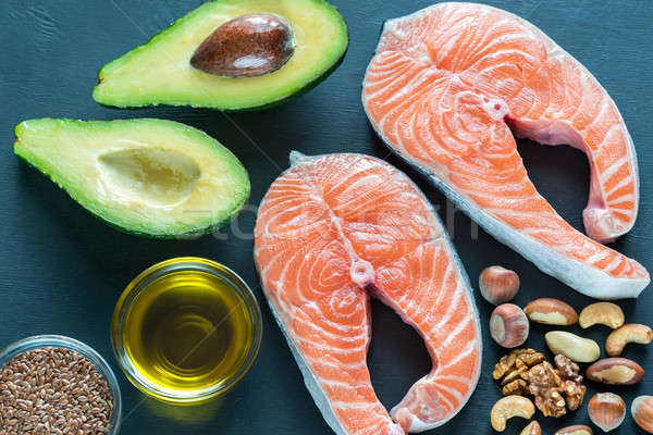 食品 omega3的 魚 水果 背景 表 商業照片 © Alex9500