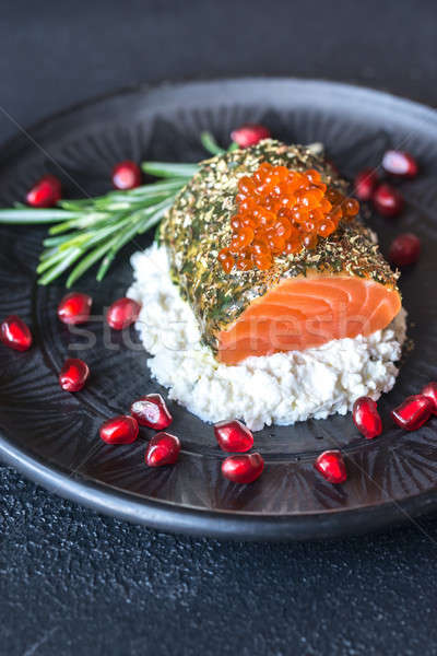 Salmão de molho vermelho caviar comida Foto stock © Alex9500