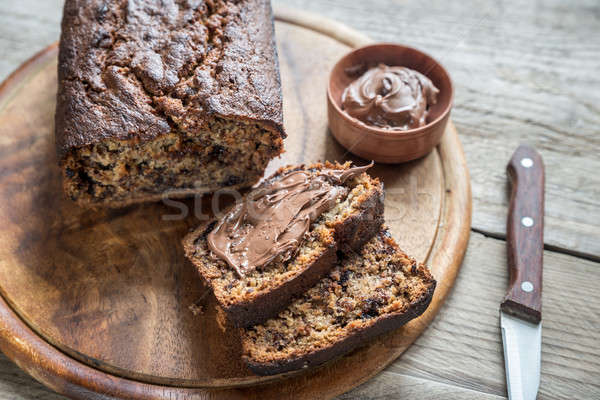 Loaf of banana-chocolate bread with chocolate cream Stock photo © Alex9500