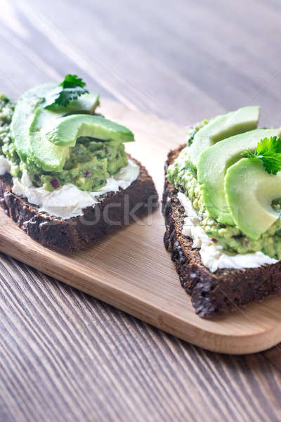 Toasts with cream cheese and guacamole Stock photo © Alex9500